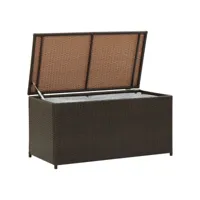 coffre boîte meuble de jardin rangement résine tressée 100 x 50 x 50 cm marron helloshop26 02_0013117
