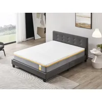 lit avec tête de lit + matelas 140x200cm ferme - latex et mémoire de forme - épaisseur 28cm + lit avec tête de lit