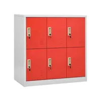 armoire à 6 casiers gris clair et rouge 90x45x92,5 cm acier