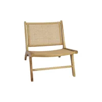 basuki - fauteuil lounge en teck et cannage - couleur - bois clair