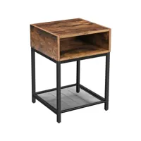 table de chevet console appoint style industriel bois et métal noir helloshop26 12_0001043