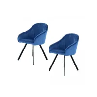 lot de 2 fauteuils fait main ane bleu 59x56 en polyester doux et soyeux