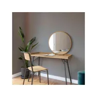coiffeuse avec miroir en bois imitation chêne - cf0061
