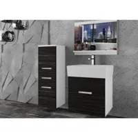 ulla - ensemble de salle de bain - 4pcs - meubles à suspendre - vasque en porcelaine - noir
