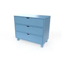 commode bois 3 tiroirs cube  bleu pastel comcub-bp