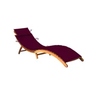 chaise longue de jardin avec coussin bois d'acacia solide