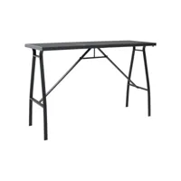 table de bar de jardin table haute  noir 180x60x110 cm verre trempé meuble pro frco43290