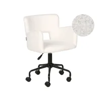 chaise de bureau en tissu bouclé blanc sanilac 442020