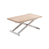 pratik - table basse convertible bois et acier blanc