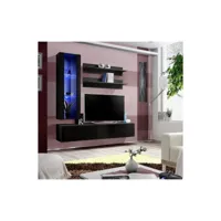 meuble tv fly h2 design, coloris noir brillant. meuble suspendu moderne et tendance pour votre salon.