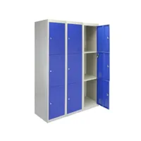 3 x casiers de rangement en métal - trois portes, bleu - a plat 24124