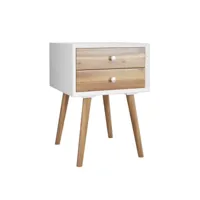 table de chevet en bois avec 2 tiroirs table d'appoint style retro multi-usages 40x40x59 cm marron 20_0001182