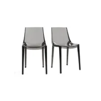 chaises design grises fumées empilables intérieur et extérieur (lot de 2) yzel