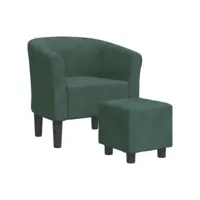 fauteuil salon - fauteuil cabriolet avec repose-pied vert foncé velours 70x56x68 cm - design rétro best00006958945-vd-confoma-fauteuil-m05-981