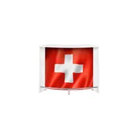 bar 2 portes 134,5x55,3x104,8 cm noir et décor drapeau suisse - kapik