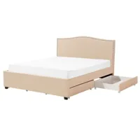 lit avec coffre en tissu beige 180 x 200 cm montpellier 110605