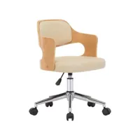 vidaxl chaise pivotante de bureau crème bois courbé et similicuir 3054850