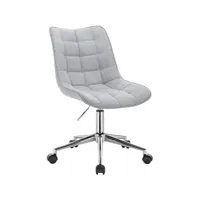 tabouret de bureau à roulettes-chaise de bureau-tabouret de travail en lin-gris clair