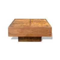 table de salon carrée marron bois massif de manguier
