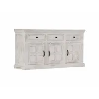 buffet bahut armoire console meuble de rangement blanc 140 cm bois de manguier massif helloshop26 4402196