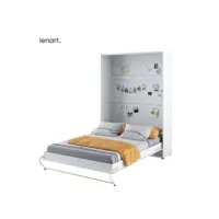 lenart lit escamotable concept pro cp01 140x200 vertical blanc mat