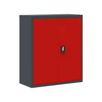 classeur, armoire de bureau anthracite et rouge 90x40x105 cm acier lpw9646 meuble pro