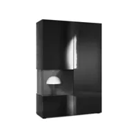 vitrine noir mat,  noir laqué  (l-h-p) : 91,5 - 136,5 - 37 cm