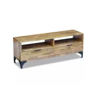 meuble télé buffet tv télévision design pratique bois de manguier 120 cm helloshop26 2502130