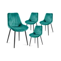 lot de 4 chaises design en velours vert elova