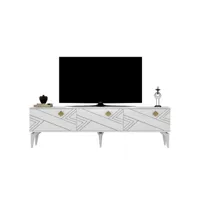 meuble tv design silvia l150cm blanc motif géométrique