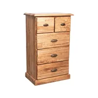 meuble à tiroirs rustique en bois massif tilleul  finition naturelle l63xpr41xh100 cm