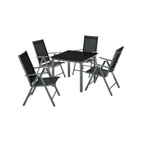 tectake ensemble chaises de salle à manger avec cadre en aluminium, pour 4 personnes 403905