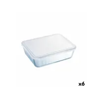 boîte à repas rectangulaire avec couvercle pyrex cook & freeze 25 x 20 cm transparent silicone verre 2,6 l (6 unités)