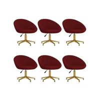 lot de chaises de salle à manger 6 pcs rouge bordeaux velours - rouge - 58,5 x 66,5 x 80 cm