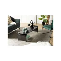 jonas - table basse rectangulaire/console basse 134x40cm aluminium noir