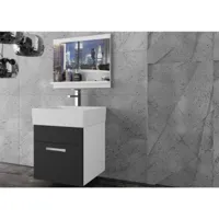 palomi - ensemble de salle de bain - 3 pcs - meuble à suspendre - vasque en porcelaine - noir