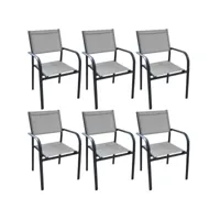 fauteuil en aluminium duca (lot de 6) graphite et perle