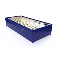 lit gigogne malo avec tiroir lit bois 80x190  bleu foncé topmalo80-df