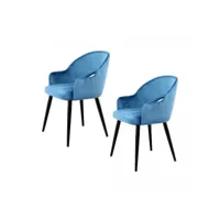 lot de 2 fauteuils fait main ape bleu 58x55 fsc en polyester doux et soyeux