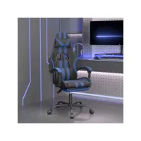 chaise de jeu pivotante et repose-pied noir et bleu similicuir