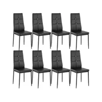 tectake lot de 8 chaises avec strass rembourré avec revêtement en cuir synthétique 404123