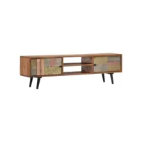 meuble tv  banc tv armoire de rangement 140x30x40 cm bois solide d'acacia meuble pro frco91389
