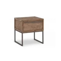 table de chevet 1 tiroir bois métal marron 50x50x55cm - bois-métal - décoration d'autrefois