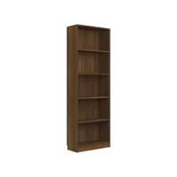 bibliothèque 5 niveaux chêne marron 60x24x175cm bois ingénierie
