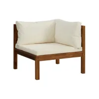 canapé d'angle sectionnel - canapé de jardin et coussin blanc crème bois d'acacia togp73326
