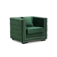 kuba - fauteuil capitonné chesterfield en velours vert