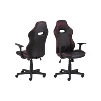 chaise de bureau pour gamer effet cuir - noir et rouge