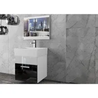 delize - ensemble salle de bain - 3 pcs - meubles à suspendre - vasque porcelaine - finition gloss - noir