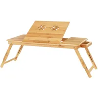 table de lit pliable petite table en bambou pour ordinateur portable pour gaucher et droitier plateau ajustable 5 positions 89 x 35 x 29 cm trous d'aération petit tiroir helloshop26 12_0001054