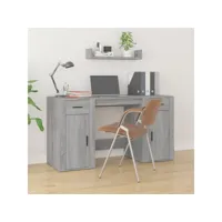 bureau avec armoire bureau informatique - table de bureau sonoma gris bois d'ingénierie meuble pro frco32737